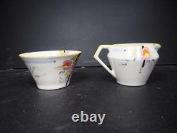 Ensemble à thé pour deux en porcelaine ivoire Ridgways Art Déco des années 1930