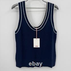 Ensemble assorti pull, débardeur et jupe Kilte Collection bleu marine 100 % cachemire – Taille 3 L/XL