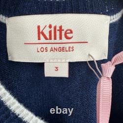 Ensemble assorti pull, débardeur et jupe Kilte Collection bleu marine 100 % cachemire – Taille 3 L/XL