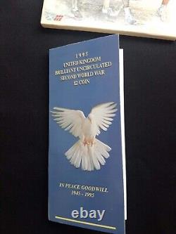 Ensemble complet de 7 pièces BU d'avant 1997 scellées dans des paquets de la Monnaie Royale (£2) de 1986 à 1996