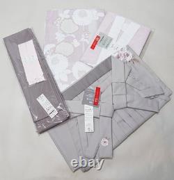 Ensemble complet de kimono à manches de deux shaku Rk R. Kikuchi, longueur courte, rose clair, gris.