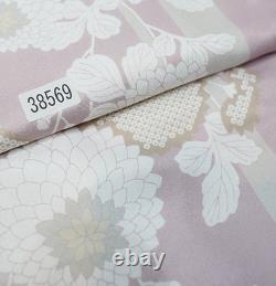 Ensemble complet de kimono à manches de deux shaku Rk R. Kikuchi, longueur courte, rose clair, gris.