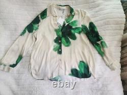 Ensemble coordonné ZARA Chemise fluide & pantalon de pyjama Floral Écru/vert Taille XL Neuf