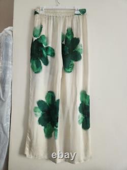 Ensemble coordonné ZARA Chemise fluide & pantalon de pyjama Floral Écru/vert Taille XL Neuf