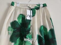 Ensemble coordonné ZARA Chemise fluide & pantalon de pyjama Floral Écru/vert Taille XL Neuf