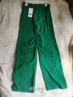 Ensemble coordonné Zara Veste droite Taille L + Pantalon Taille M Collection ZW Vert Neuf avec étiquettes