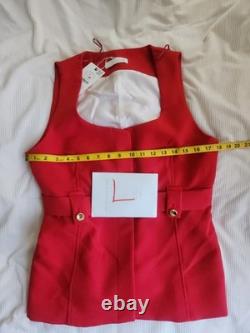 Ensemble coordonné Zara avec gilet long ceinturé taille L+ et pantalon évasé taille XL collection Zw rouge neuf avec étiquette.