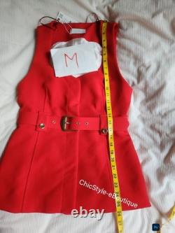 Ensemble coordonné Zara gilet long ceinturé + pantalon évasé collection Zw rouge taille M BNWT