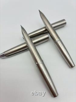 Ensemble de 2 stylos plume PILOT Myu 701 argentés courts, plume F et M, vintage