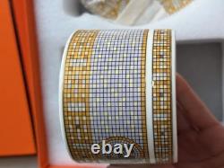 Ensemble de 2 tasses à café/thé en porcelaine or avec logo big d'Hermès Mosaique au 24