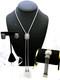 Ensemble De 3 Pièces : Bracelet, Collier Lariat, Boucles D'oreilles En Chaîne Liquide Avec Cristaux Pavé En Ton Argent.