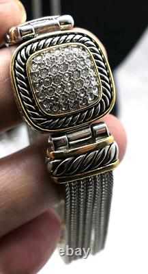 Ensemble de 3 pièces : Bracelet, Collier Lariat, Boucles d'oreilles en chaîne liquide avec cristaux pavé en ton argent.