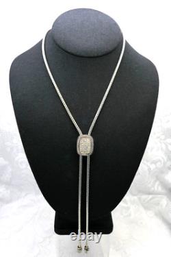 Ensemble de 3 pièces : Bracelet, Collier Lariat, Boucles d'oreilles en chaîne liquide avec cristaux pavé en ton argent.