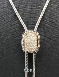 Ensemble de 3 pièces : Bracelet, Collier Lariat, Boucles d'oreilles en chaîne liquide avec cristaux pavé en ton argent.