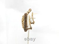 Ensemble de 3 pièces en or 14K bicolore - Boucles d'oreilles et pendentif, avec chaîne de 18 pouces