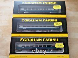 Ensemble de 3 voitures Graham Farish N Gauge BR Mk2F en livrée BR Bleu & Gris 1 x BSO, 2 x TSO