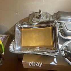 Ensemble de 5 pièces antiques en argent plaqué anglais Sheffield, couverts, en deux parties séparées