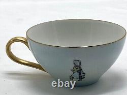 Ensemble de 8 tasses à thé / assiettes à collation en porcelaine VTG avec couple Amish en or magnifique et plus encore