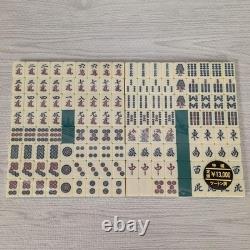Ensemble de Mahjong sans marque, tuiles bicolores, dos vert, dés et bâtonnets de score inclus