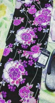 Ensemble de Yukata pour femmes en coton teint à l'écran, fleurs de cerisier, S/M, Japon