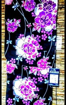 Ensemble de Yukata pour femmes en coton teint à l'écran, fleurs de cerisier, S/M, Japon