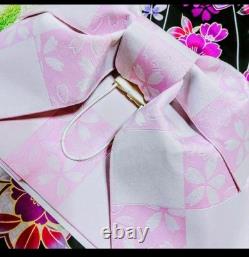 Ensemble de Yukata pour femmes en coton teint à l'écran, fleurs de cerisier, S/M, Japon
