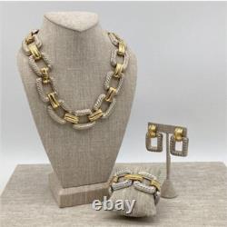 Ensemble de bijoux Givenchy : collier, bracelet, boucles d'oreilles, or, argent, maillons, chunky, vintage