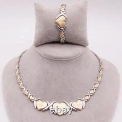 Ensemble de bijoux cœur XOXO élégants bicolores or et argent, câlins et baisers