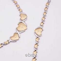 Ensemble de bijoux cœur XOXO élégants bicolores or et argent, câlins et baisers