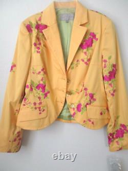 Ensemble de blazer et pantalon jaune brodé Earl Rutenberg Collection, taille S - neuf avec étiquette
