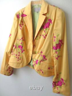 Ensemble de blazer et pantalon jaune brodé Earl Rutenberg Collection, taille S - neuf avec étiquette
