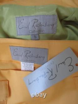 Ensemble de blazer et pantalon jaune brodé Earl Rutenberg Collection, taille S - neuf avec étiquette