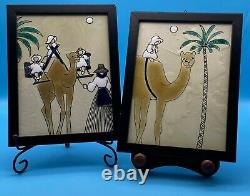 Ensemble de carreaux de mur décoratifs vintage avec design de chameau encadré de deux pièces