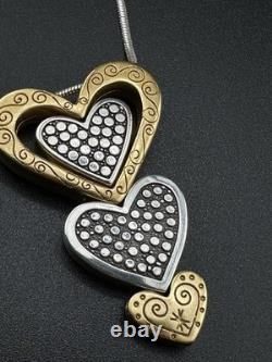 Ensemble de collier, bracelet et boucles d'oreilles Brighton TOMBEZ AMOUREUX en forme de cœur bicolore