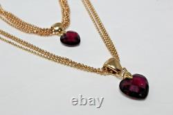 Ensemble de collier et bracelet en améthyste en forme de cœur à plusieurs brins en or jaune 14K vintage