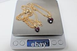 Ensemble de collier et bracelet en améthyste en forme de cœur à plusieurs brins en or jaune 14K vintage