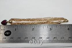 Ensemble de collier et bracelet en améthyste en forme de cœur à plusieurs brins en or jaune 14K vintage