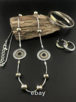 Ensemble de collier long, bracelet et boucles d'oreilles Brighton TEMPLE bicolore