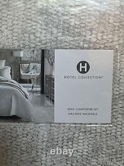 Ensemble de couette King Hotel Collection, deux taies d'oreiller King, motif en tesselle 575 $ neuf avec étiquette