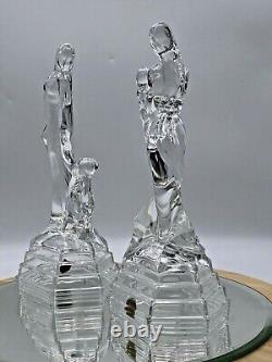 Ensemble de deux belles figurines en verre taillé avec des cristaux, Dame avec enfant, fabriquées en Italie