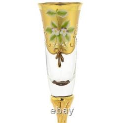 Ensemble de deux flûtes à champagne en verre de Murano GlassOfVenice avec feuille d'or 24 carats transparent