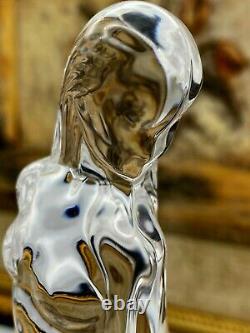 Ensemble de deux magnifiques figurines en verre taillé en cristal Dame avec enfant fabriquées en Italie.