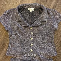 Ensemble de deux pièces en tricot tweed St John : blazer et jupe noir et blanc taille 14