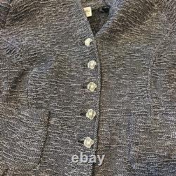 Ensemble de deux pièces en tricot tweed St John : blazer et jupe noir et blanc taille 14