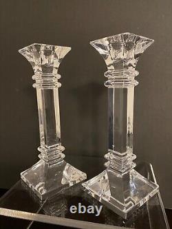 Ensemble de deux porte-bougeoirs en cristal Waterford Marquis Treviso de 8 pouces