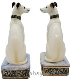 Ensemble de deux statues de lévriers Whippets en porcelaine vintage de Royal Orleans Italy