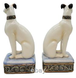 Ensemble de deux statues de lévriers Whippets en porcelaine vintage de Royal Orleans Italy