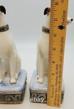 Ensemble de deux statues de lévriers Whippets en porcelaine vintage de Royal Orleans Italy