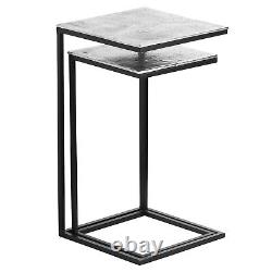 Ensemble de deux tables de canapé Farrah Collection en argent