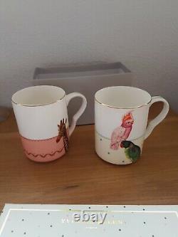 Ensemble de deux tasses Yvonne Ellen Tea Time avec perroquet et girafe, neuf dans sa boîte
